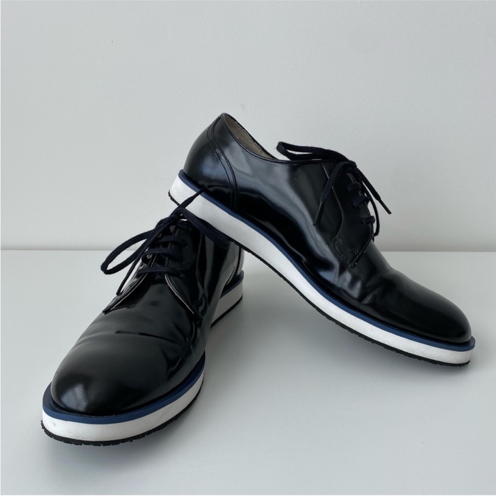 Camper Black Patent Leather Shoes with White Soles, Size 11, EUC